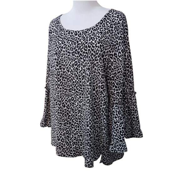NEW JESSICA LONDON Blouse Tunic Top 18W Bell Sleeves Flowy Boho Animal Print - Picture 11 of 11